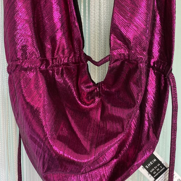 Magenta Metallic Halter Top NWT Size S - Picture 10 of 14